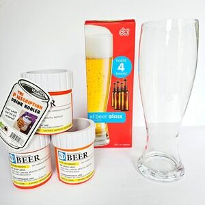 NEW XL Beer Glass & Beer Prescription Drink Kooler Koozies Novelty Barware Gift